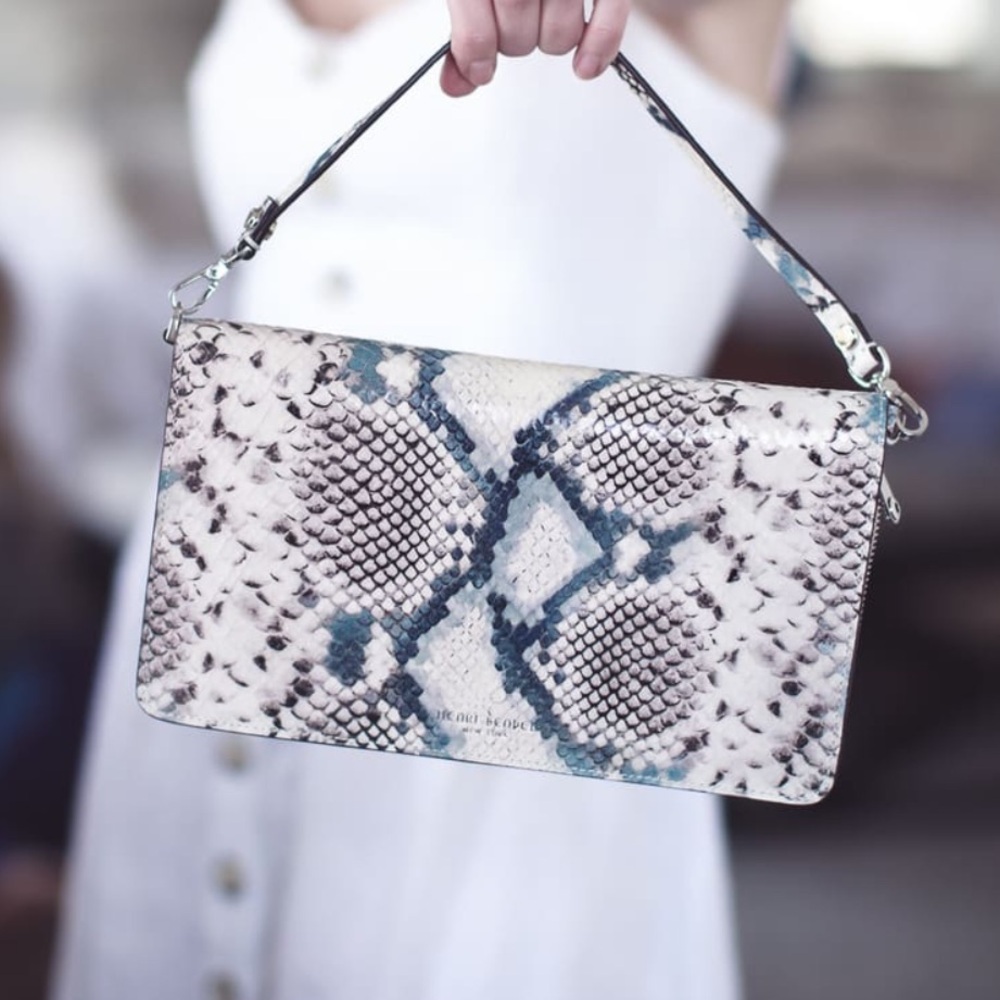 NEW HENRI BENDEL Snake Print Multitasker Wristlet Python Clutch Wallet Bag NWT